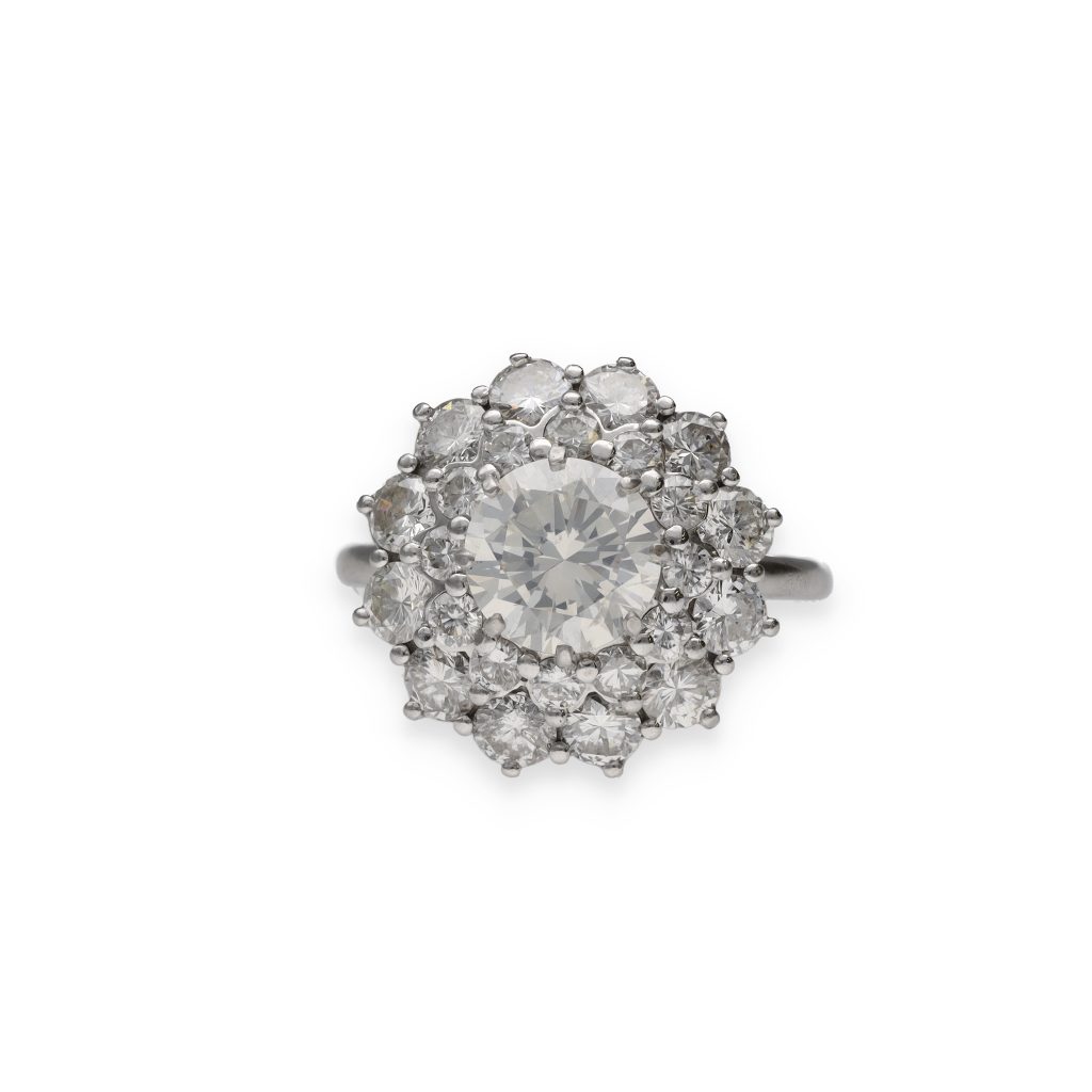 Bague marguerite diamants en or blanc