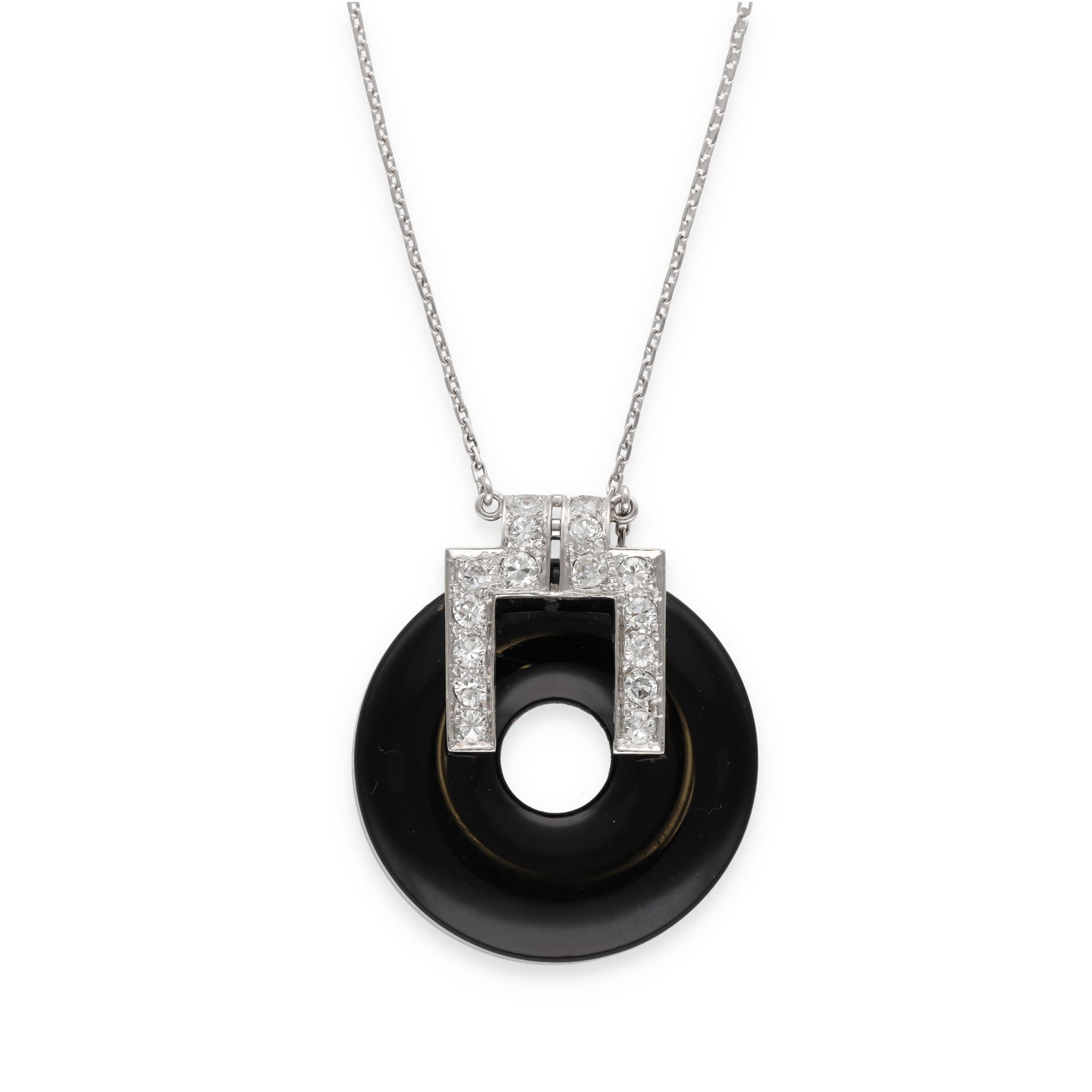 Collier Art Déco onyx et diamants