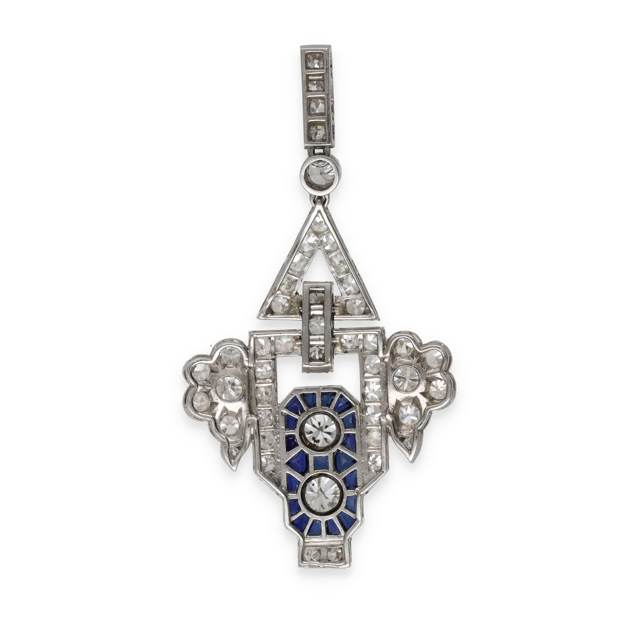 Pendentif Art Déco en diamants et saphirs – Image 3
