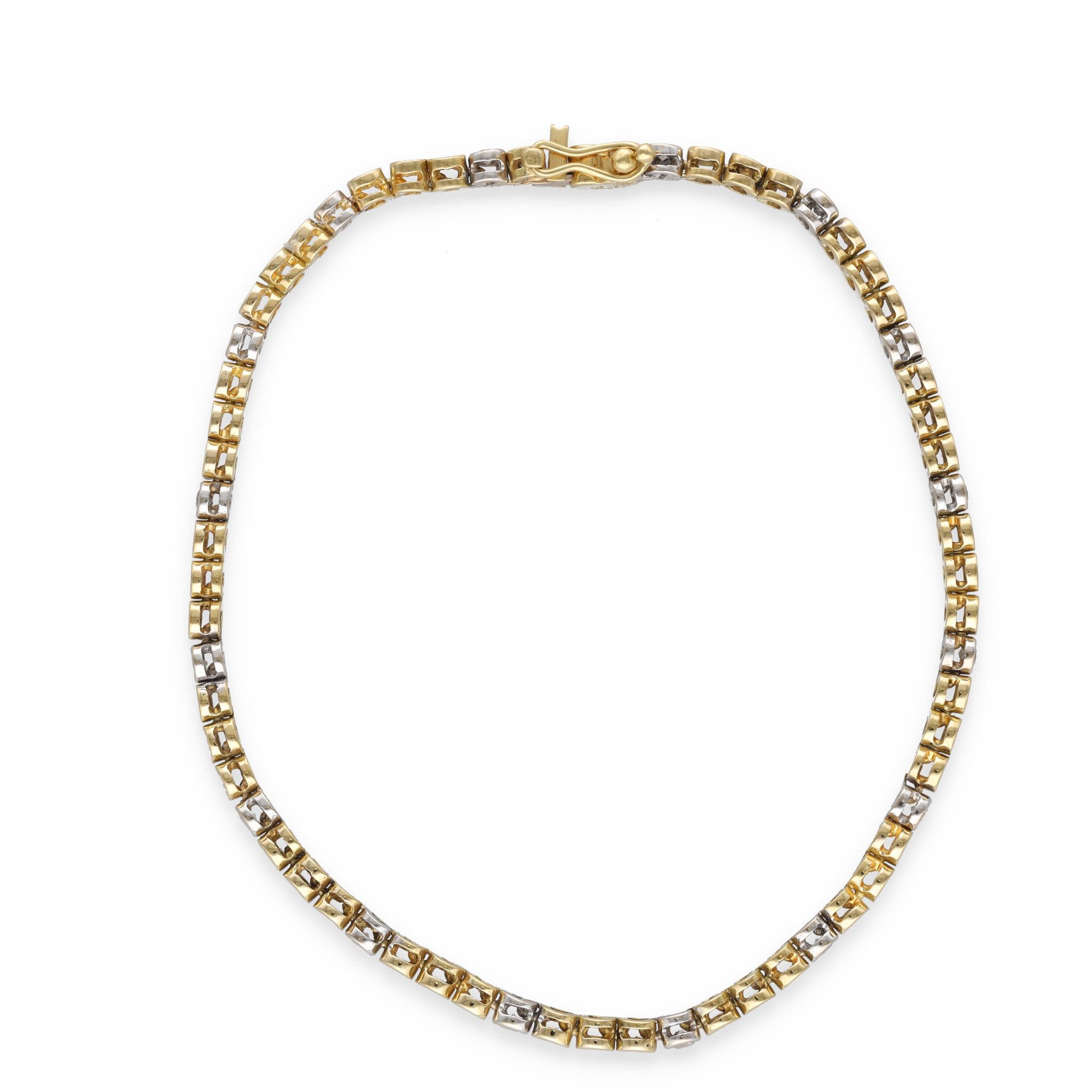 Bracelet en or jaune et blanc sertis de 16 diamants – Image 4