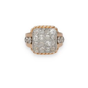 Bague chevalière diamants
