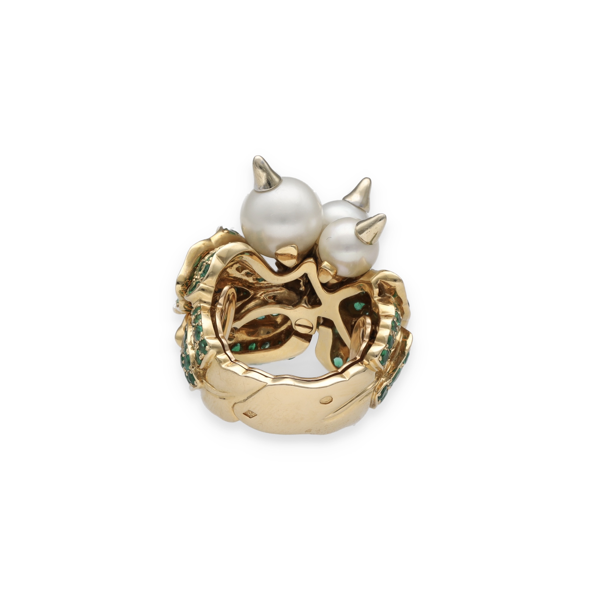 Bague Dior Émeraudes, Diamants, Tsavorites et Perles – Image 5