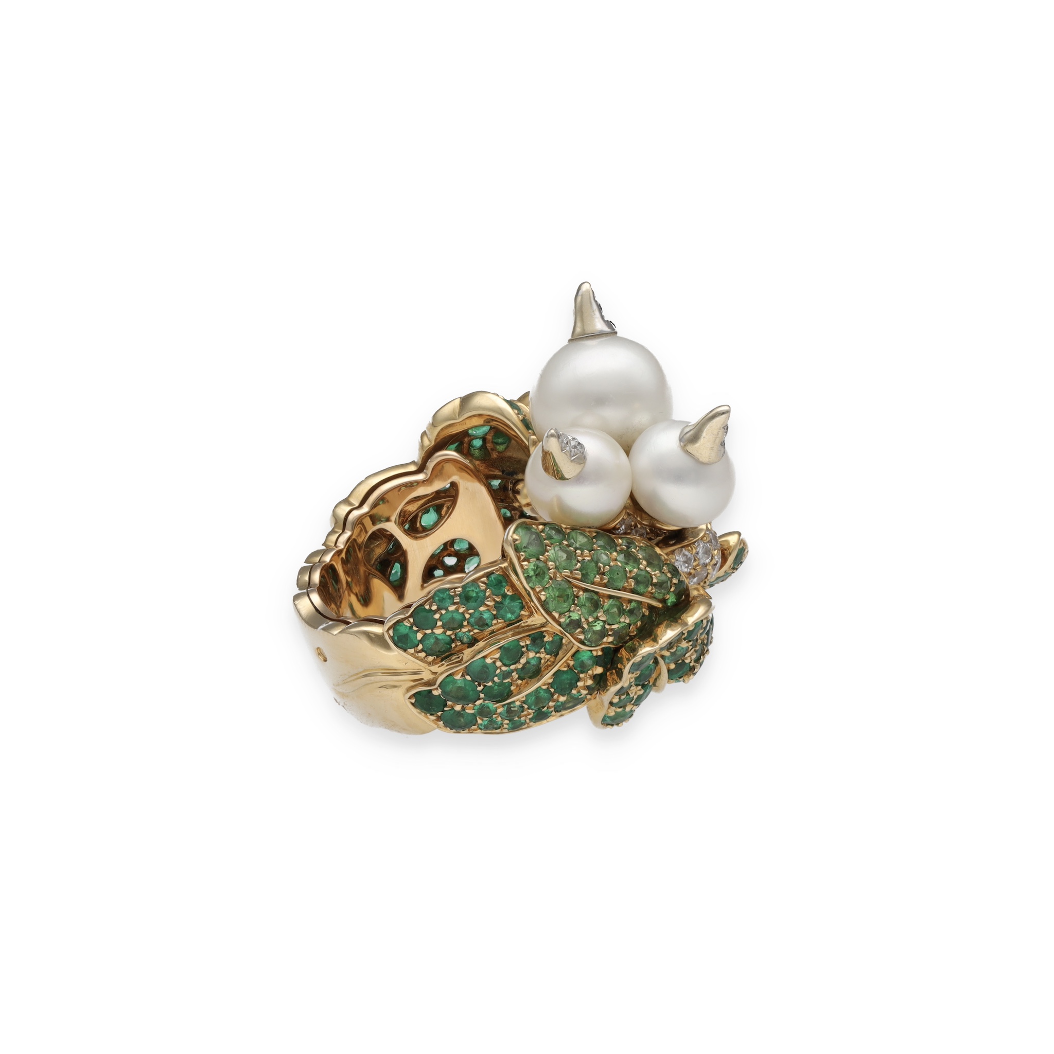 Bague Dior Émeraudes, Diamants, Tsavorites et Perles – Image 4