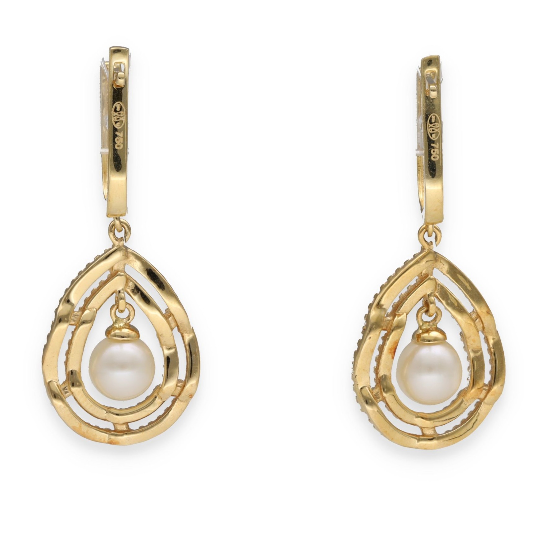 Boucles d’oreilles diamants perles – Image 3