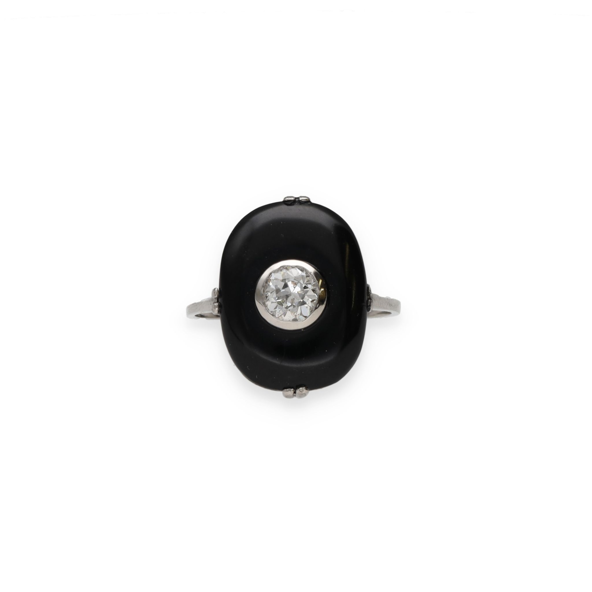 Bague Art Déco onyx et diamant