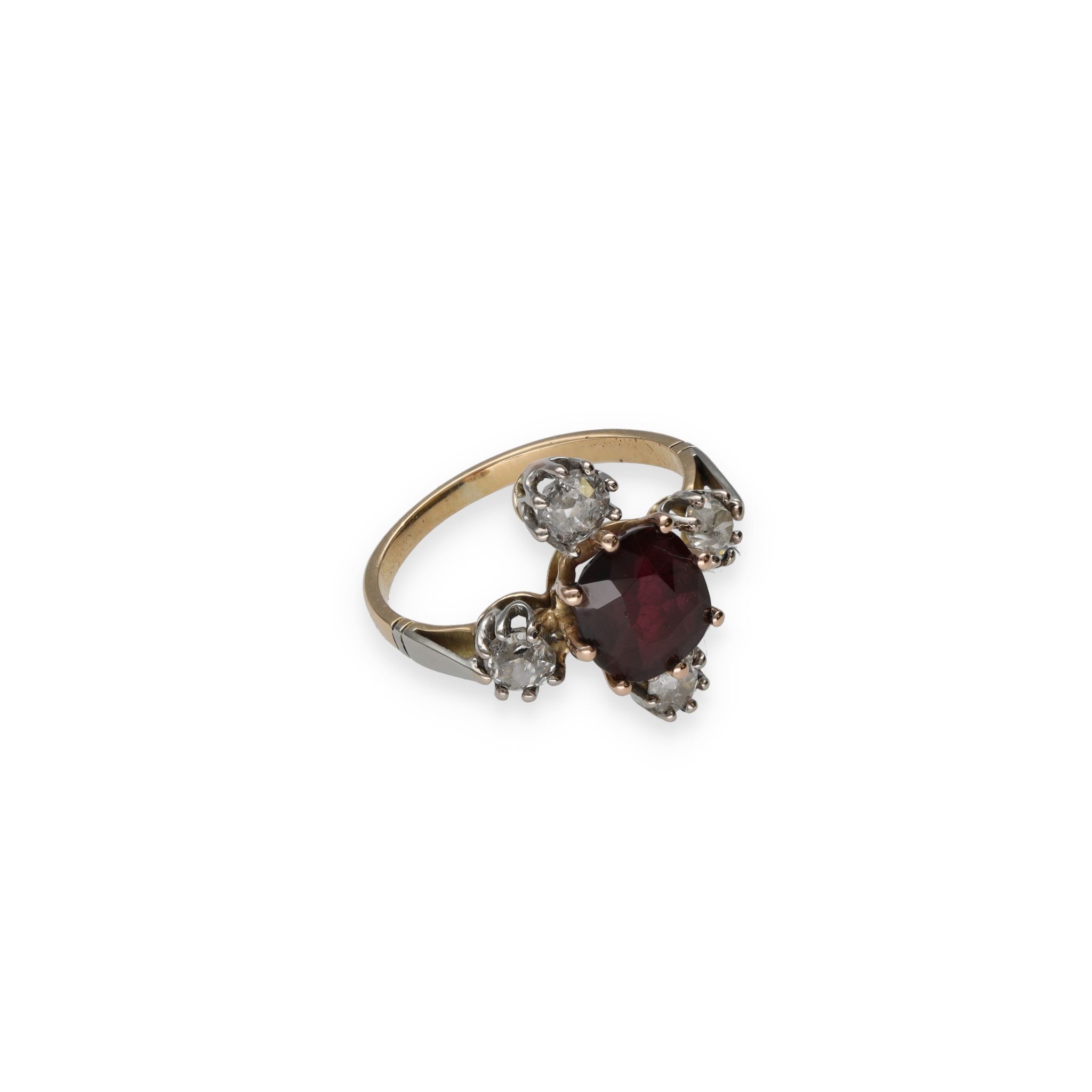 Bague 1900 en grenat entouré de roses de diamant – Image 3