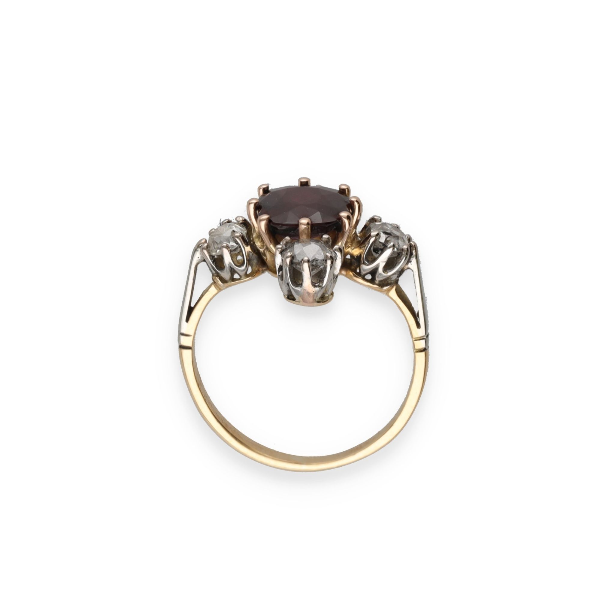 Bague 1900 en grenat entouré de roses de diamant – Image 4