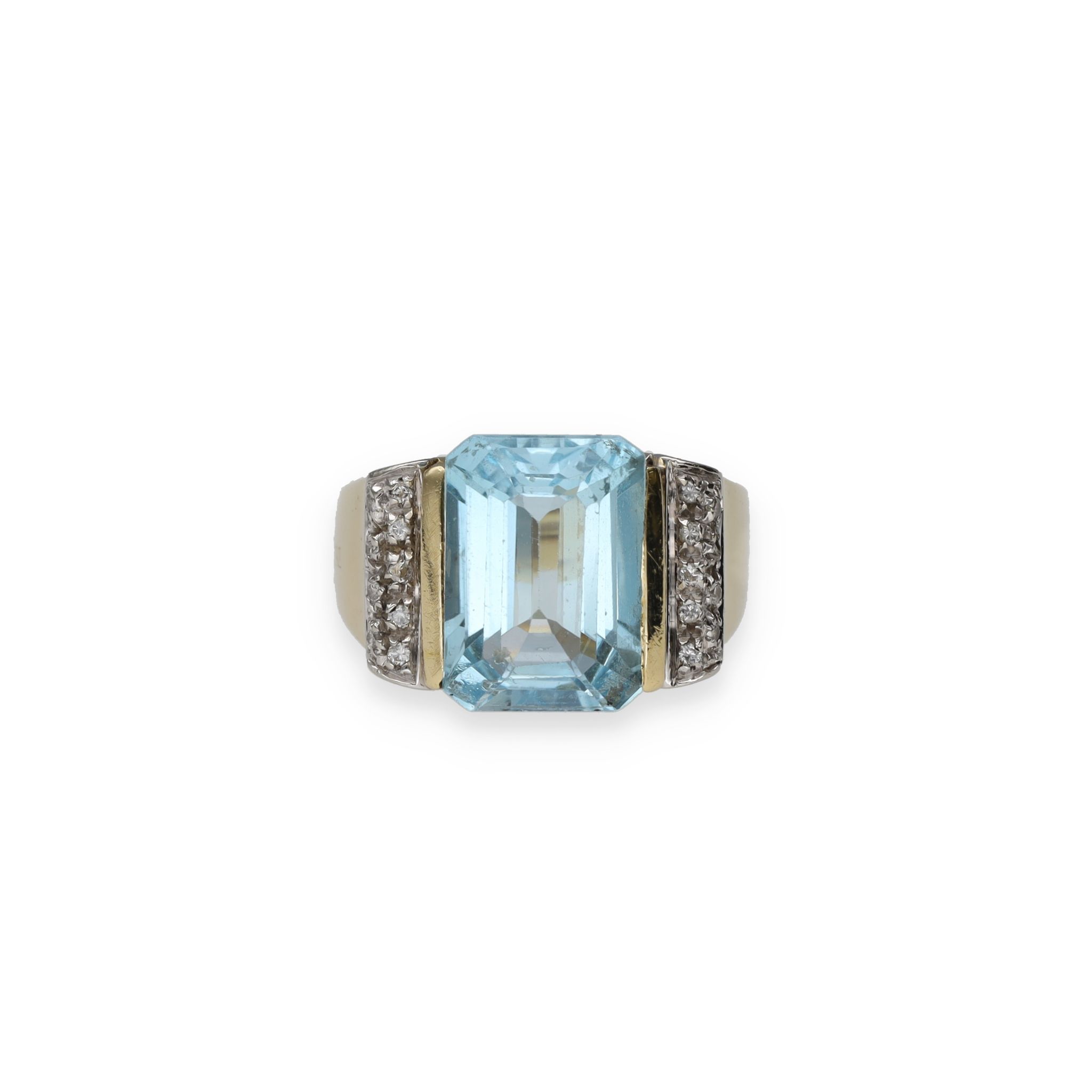 Bague topaze bleue et diamants
