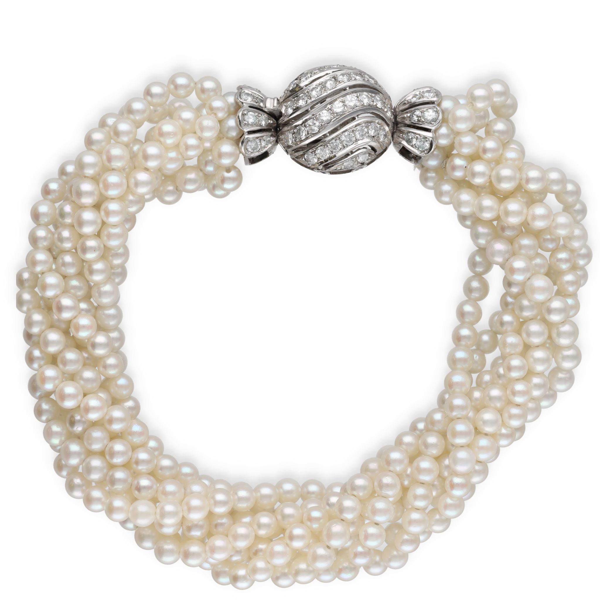 Bracelet perles et fermoir en diamants
