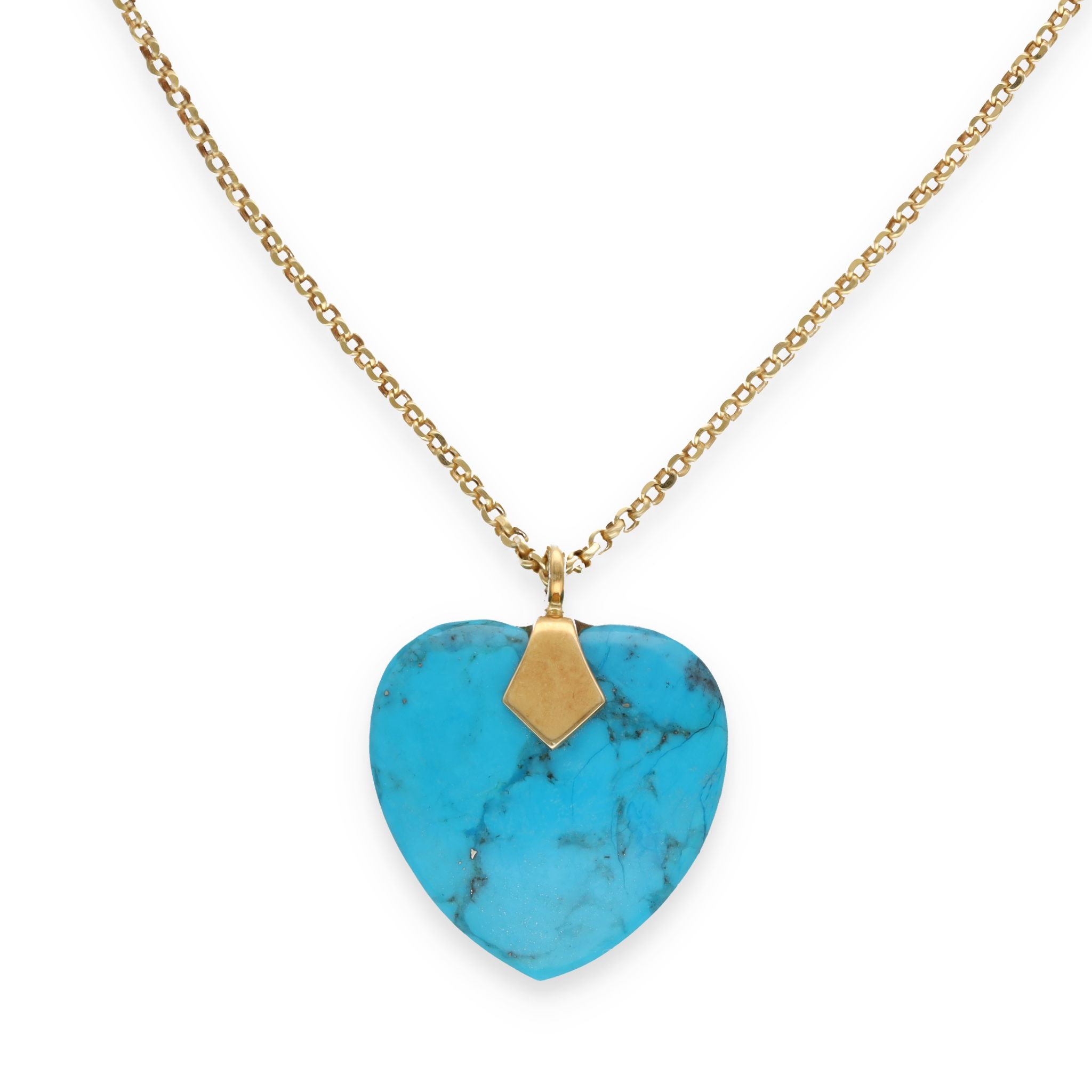 Collier pendentif coeur turquoise et diamants – Image 3